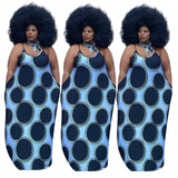 Women Clothing  Large Size Printed Strap Casual Dress Women  Clothing