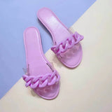 Summer Beach Slides Women Sexy Roman Transparent Sandals Flat Outdoor