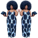 Women Clothing  Large Size Printed Strap Casual Dress Women  Clothing