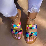 Rainbow Knot Slippers Female Tie Dye Slides Beach Flat Women's Open