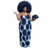 Women Clothing  Large Size Printed Strap Casual Dress Women  Clothing