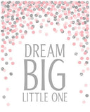 Pink Dream Big Little One Heart Nursery Wall Art