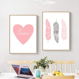 Pink Dream Big Little One Heart Nursery Wall Art