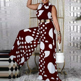 Sexy Sleeveless Polka Dot Print Women Jumpsuit