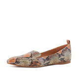 Women's Flat Socialite Orange Snake Skin