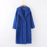 Solid Color Faux Fur Soft Long Teddy Basic Overcoat
