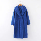 Solid Color Faux Fur Soft Long Teddy Basic Overcoat