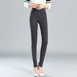 Solid High Elastic Pencil Pants Skinny
