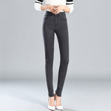 Solid High Elastic Pencil Pants Skinny