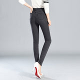 Solid High Elastic Pencil Pants Skinny