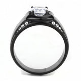 TK3467 IP Black(Ion Plating) Stainless Steel Ring - ENSEIGNE DENIS