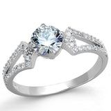 TS430 - Rhodium 925 Sterling Silver Ring with AAA Grade CZ  in Clear