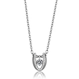 TS572 - Rhodium 925 Sterling Silver Necklace with AAA Grade CZ  in