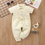 Toddler Baby Girl Jumpsuit Romper Button Pink Pocket Casual Work Cloth