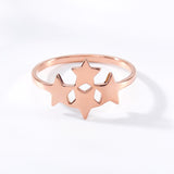 Women Girls Classic Star Ring Gold Color Stainless