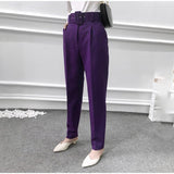 Women's Pants High Waist With Belt Classic Pockets Office Lady