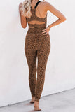 Women Brown Cheetah Print Sport Bra Pants Set