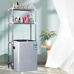 2 Tiers Over Washing Machine Rack Metal Shelving Stand Bathroom Kitchen Storage Shelf Space Saver Shelf Organizer Bath Towels Shampoo Shower Gel Holder