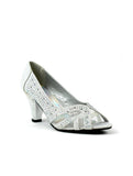 Mannat Peep Toe Mid Heel Sandal Silver