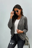 Gray Chunky Knit Solid Pocket Cardigan