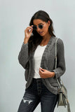 Gray Chunky Knit Solid Pocket Cardigan