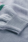 Gray Striped Balloon Sleeve Cardigan