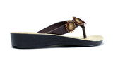 Triple Flower Flip Flop Black/Brown