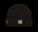 New York Green/Black Beanie Glows in the Dark