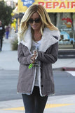 Women's Winter Gray Lapel Collar All Denim Wool Warm Coat