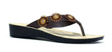 Triple Flower Flip Flop Black/Brown