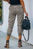 Women Fashion Gray Drawstring Cargo Pocketed Joggers
