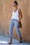 Blue Drawstring Cargo Pocketed Joggers