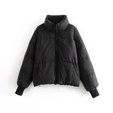 Solid Color Oversized Thick Parkas Zipper Pockets Overcoats
