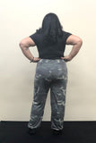1257.Camo high waist jogger pants, relaxed fit, elastic waist, pockets