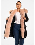 Fur Trimmed Parka For Women Black