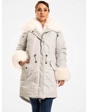 Arctic White Fur Trimmed Parka For Women