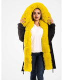 Fur Trimmed Parka With Fur For Women Black