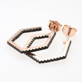 Geometric Hoop Earrings with Black Cubic Zirconia