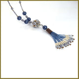 "NEW" Blue Beaded Tassel Hematite