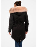 Fur Trimmed Parka For Women Black