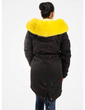 Fur Trimmed Parka With Fur For Women Black