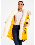 Yellow Fur Trimmed Parka For Women
