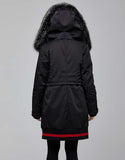 Black Fur Trimmed Bombers Parka For Women