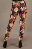 1307 High rise, fitted pants, elastic waist, front split bottom hem.