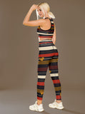 Julia Brown Striped Hearts Sports Bra