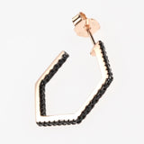 Geometric Hoop Earrings with Black Cubic Zirconia