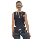Navy Blue and Gold Floral Tank Top