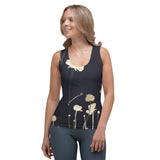 Navy Blue and Gold Floral Tank Top