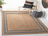 Jute Carpet Rectangle Gray Striped Cotton 70x140