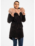 Fur Trimmed Parka For Women Black